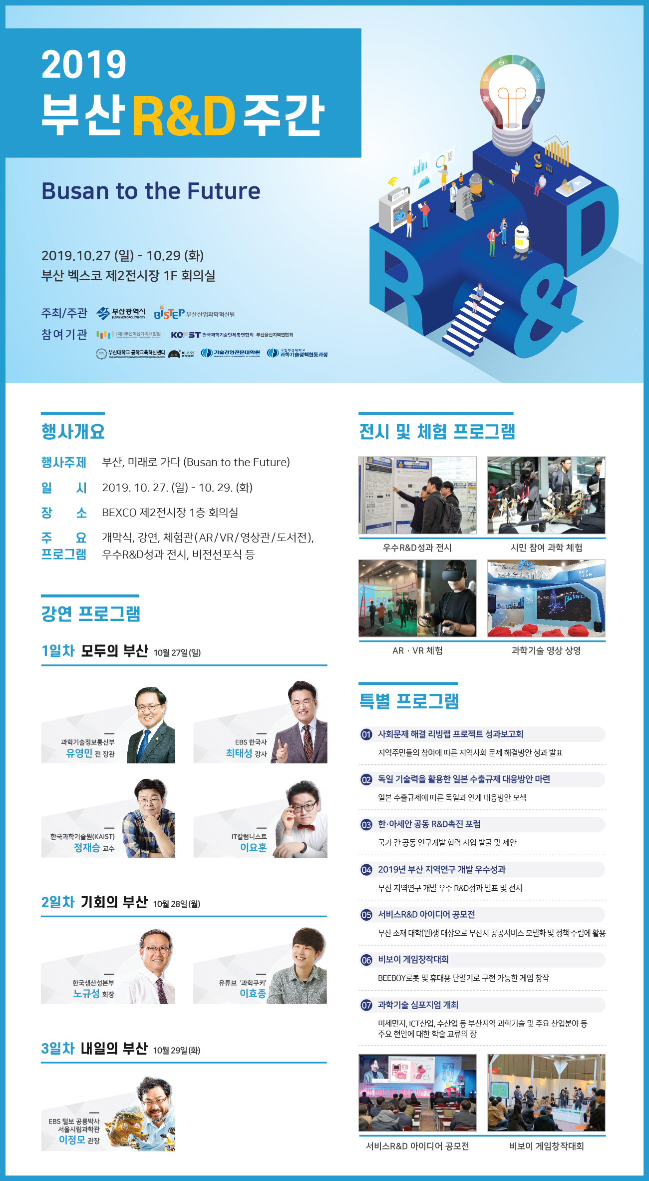 2019 부산 R&D 주간 개최 홍보 포스터